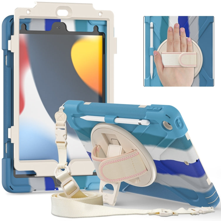 For iPad 10.2 2021 / 2020 / 2019 Silicone + PC Protective Case with Holder & Shoulder Strap