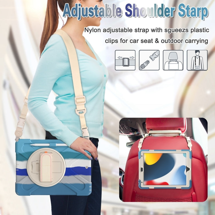 For iPad 10.2 2021 / 2020 / 2019 Silicone + PC Protective Case with Holder & Shoulder Strap