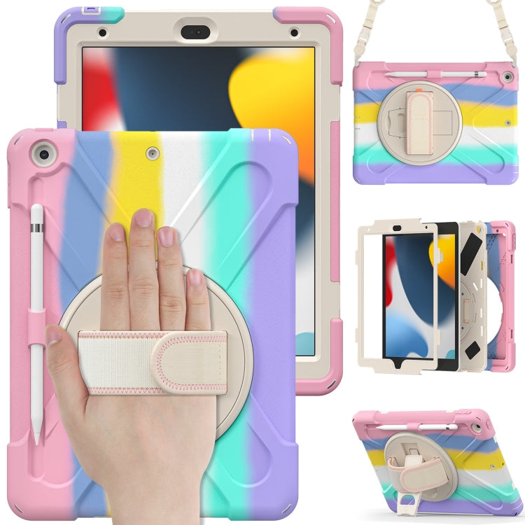 For iPad 10.2 2021 / 2020 / 2019 Silicone + PC Protective Case with Holder & Shoulder Strap