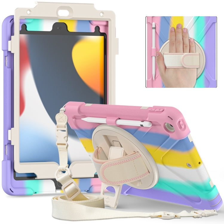 For iPad 10.2 2021 / 2020 / 2019 Silicone + PC Protective Case with Holder & Shoulder Strap