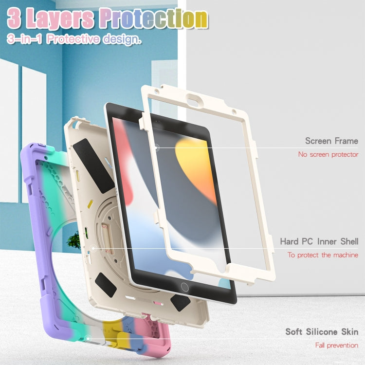 For iPad 10.2 2021 / 2020 / 2019 Silicone + PC Protective Case with Holder & Shoulder Strap