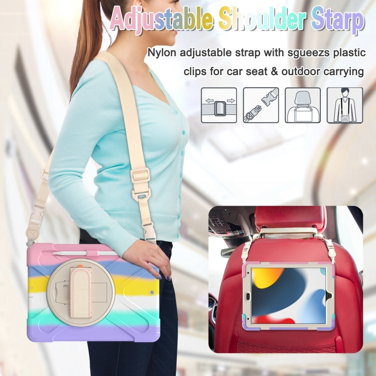 For iPad 10.2 2021 / 2020 / 2019 Silicone + PC Protective Case with Holder & Shoulder Strap