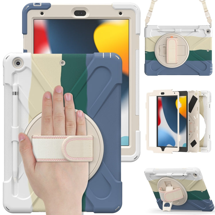For iPad 10.2 2021 / 2020 / 2019 Silicone + PC Protective Case with Holder & Shoulder Strap