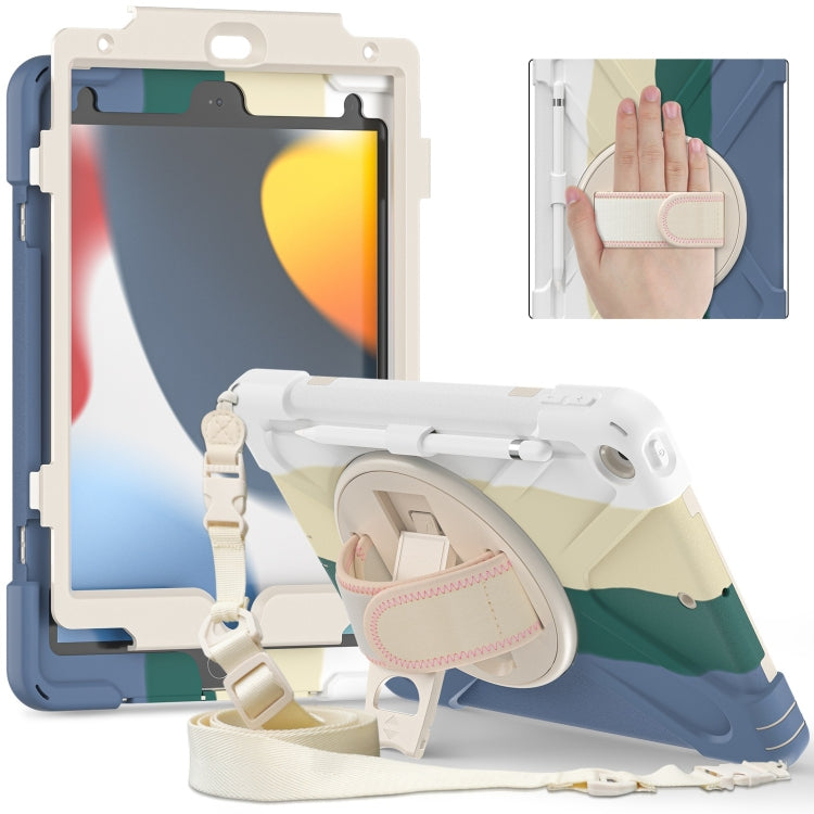 For iPad 10.2 2021 / 2020 / 2019 Silicone + PC Protective Case with Holder & Shoulder Strap