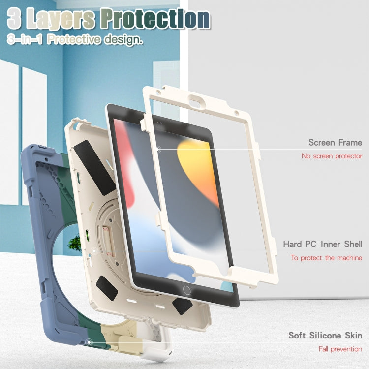 For iPad 10.2 2021 / 2020 / 2019 Silicone + PC Protective Case with Holder & Shoulder Strap