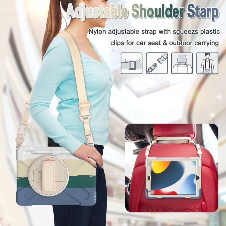 For iPad 10.2 2021 / 2020 / 2019 Silicone + PC Protective Case with Holder & Shoulder Strap