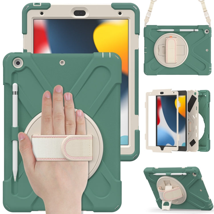 For iPad 10.2 2021 / 2020 / 2019 Silicone + PC Protective Case with Holder & Shoulder Strap