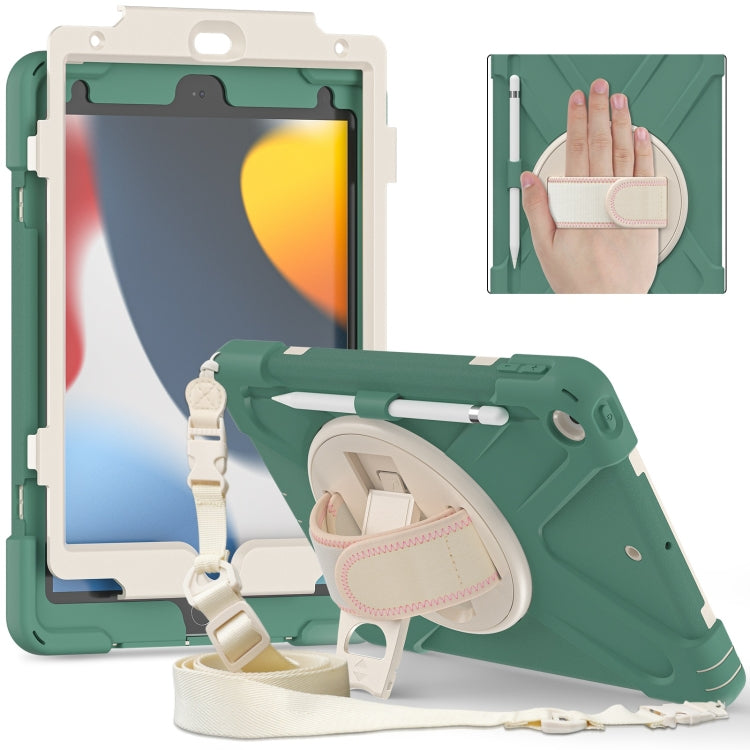For iPad 10.2 2021 / 2020 / 2019 Silicone + PC Protective Case with Holder & Shoulder Strap