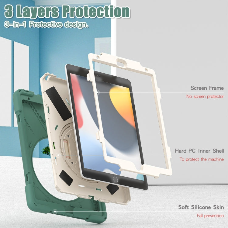 For iPad 10.2 2021 / 2020 / 2019 Silicone + PC Protective Case with Holder & Shoulder Strap