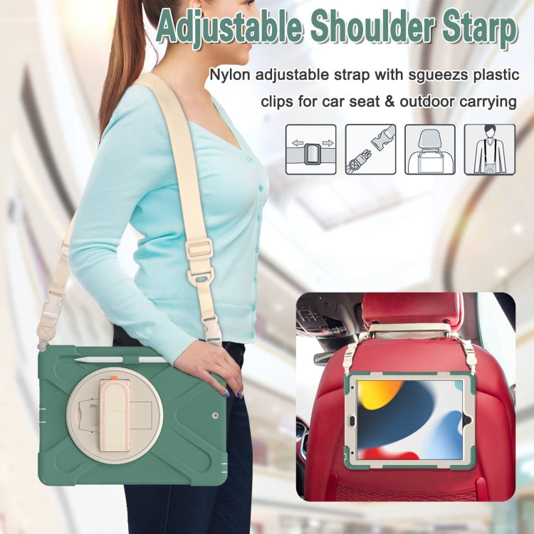For iPad 10.2 2021 / 2020 / 2019 Silicone + PC Protective Case with Holder & Shoulder Strap