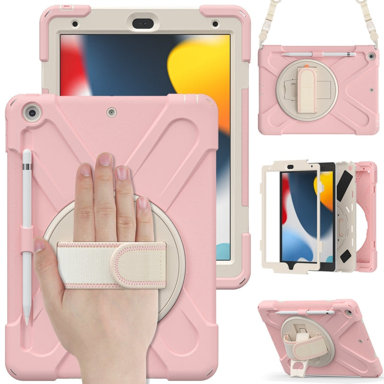 For iPad 10.2 2021 / 2020 / 2019 Silicone + PC Protective Case with Holder & Shoulder Strap