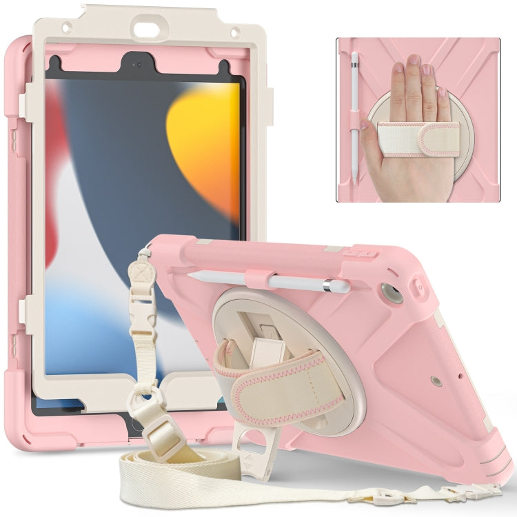 For iPad 10.2 2021 / 2020 / 2019 Silicone + PC Protective Case with Holder & Shoulder Strap