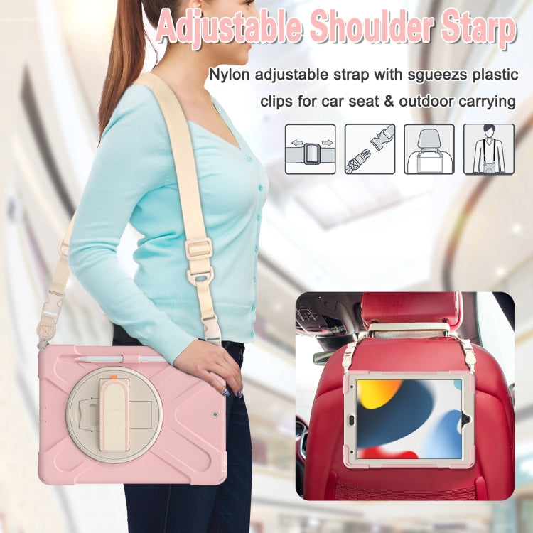 For iPad 10.2 2021 / 2020 / 2019 Silicone + PC Protective Case with Holder & Shoulder Strap
