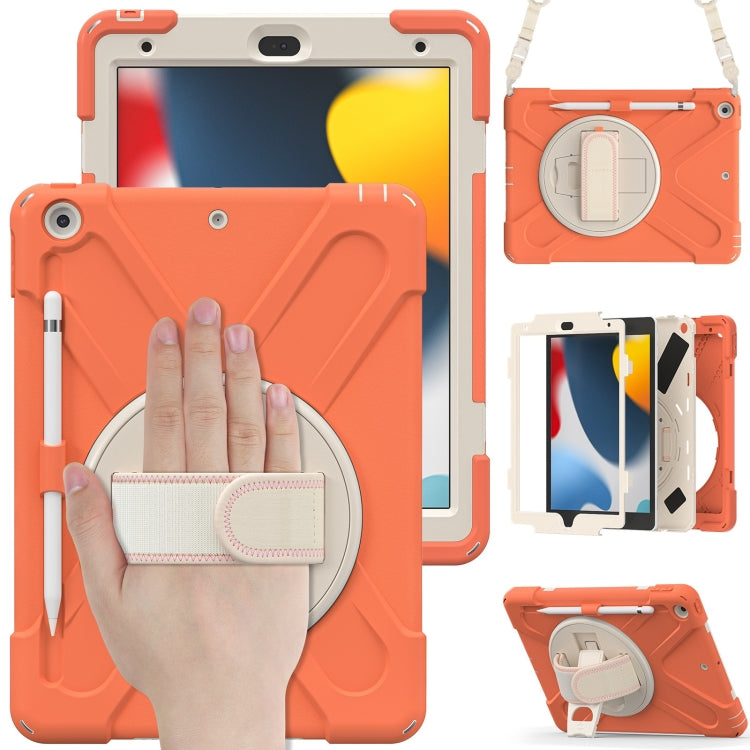 For iPad 10.2 2021 / 2020 / 2019 Silicone + PC Protective Case with Holder & Shoulder Strap