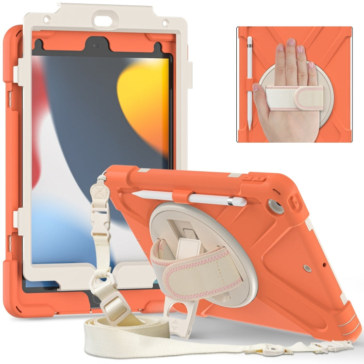 For iPad 10.2 2021 / 2020 / 2019 Silicone + PC Protective Case with Holder & Shoulder Strap
