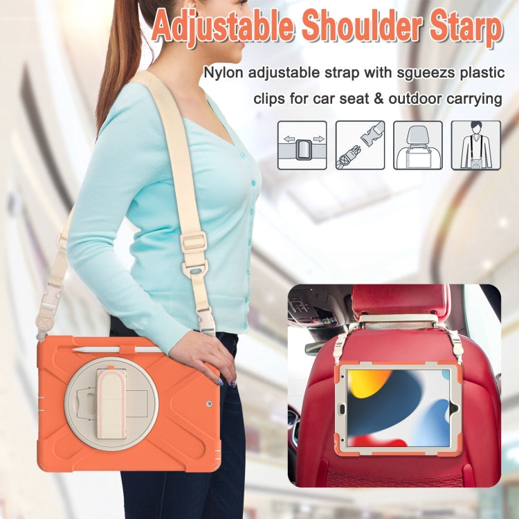 For iPad 10.2 2021 / 2020 / 2019 Silicone + PC Protective Case with Holder & Shoulder Strap