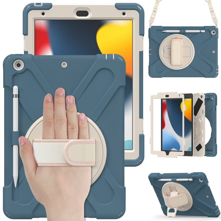 For iPad 10.2 2021 / 2020 / 2019 Silicone + PC Protective Case with Holder & Shoulder Strap