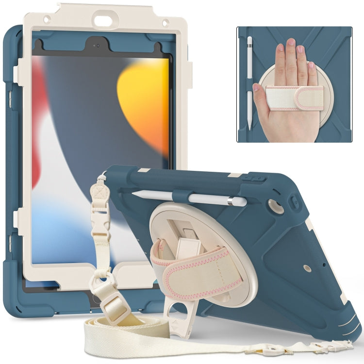 For iPad 10.2 2021 / 2020 / 2019 Silicone + PC Protective Case with Holder & Shoulder Strap