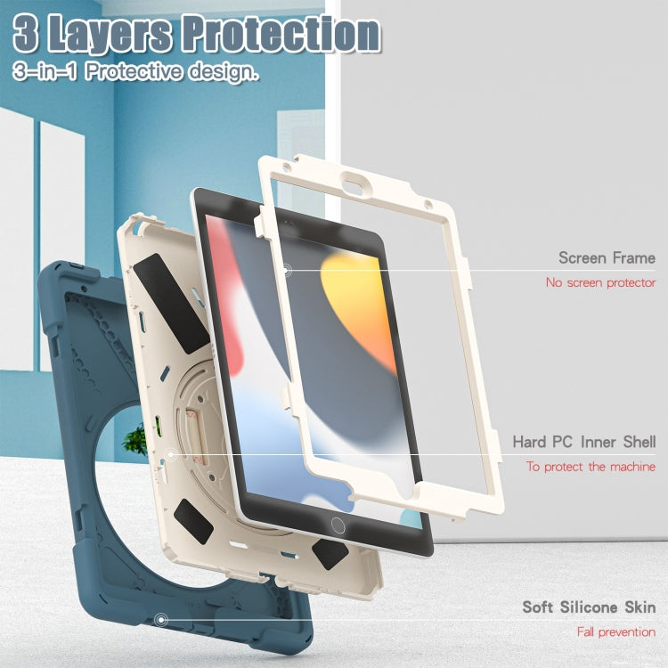For iPad 10.2 2021 / 2020 / 2019 Silicone + PC Protective Case with Holder & Shoulder Strap