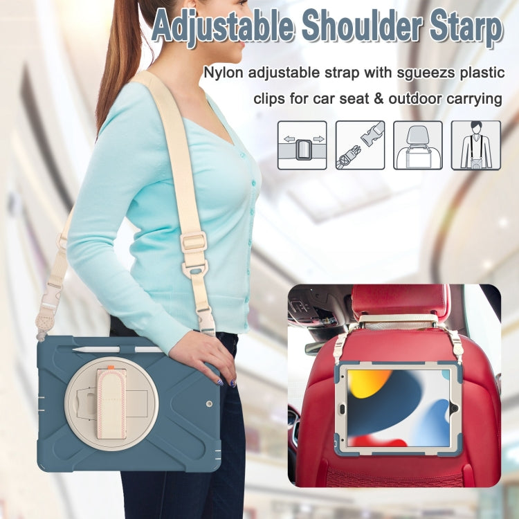 For iPad 10.2 2021 / 2020 / 2019 Silicone + PC Protective Case with Holder & Shoulder Strap