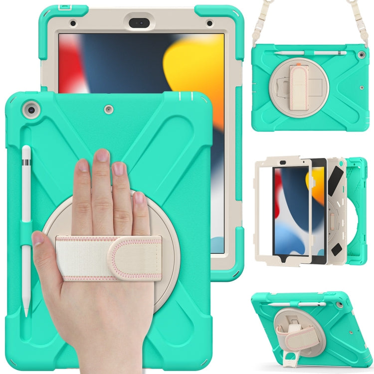 For iPad 10.2 2021 / 2020 / 2019 Silicone + PC Protective Case with Holder & Shoulder Strap