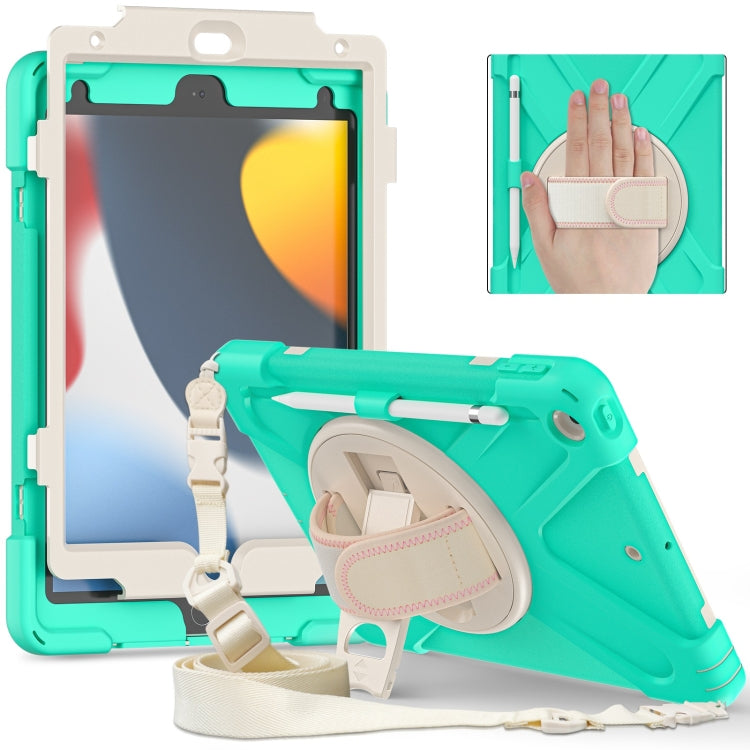 For iPad 10.2 2021 / 2020 / 2019 Silicone + PC Protective Case with Holder & Shoulder Strap