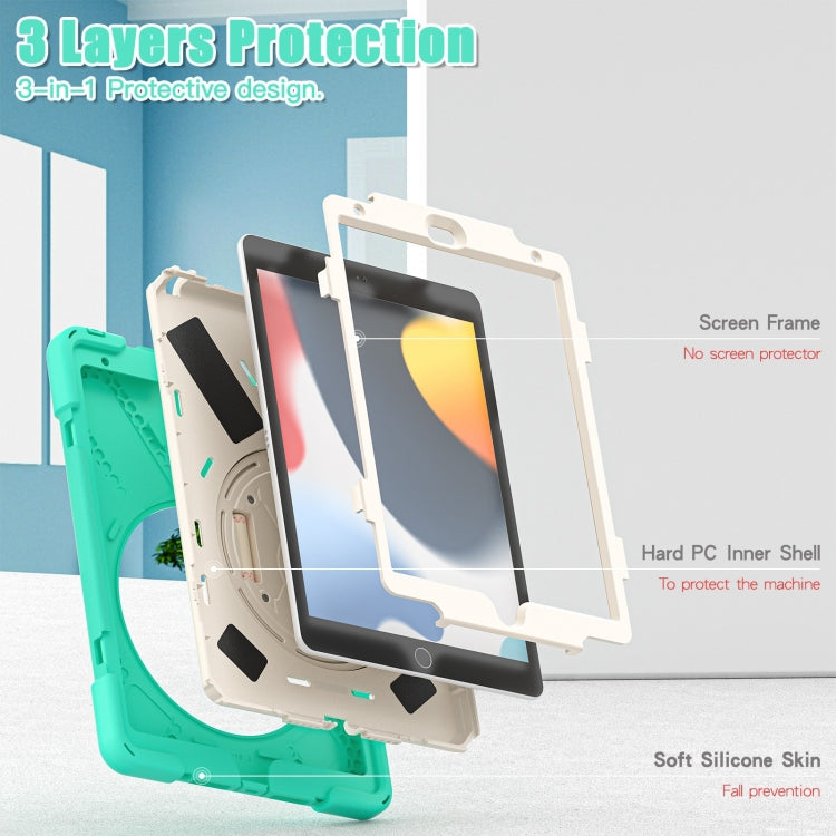 For iPad 10.2 2021 / 2020 / 2019 Silicone + PC Protective Case with Holder & Shoulder Strap