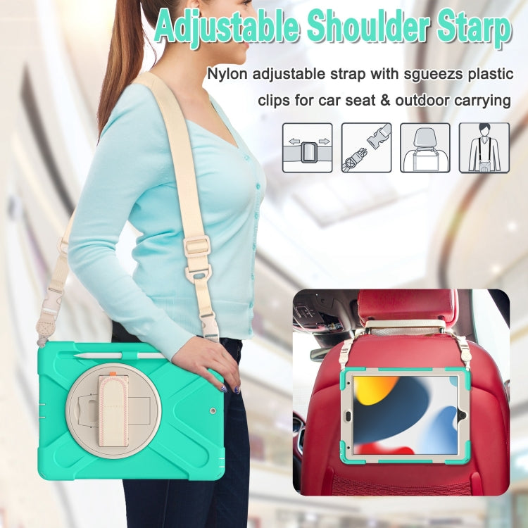 For iPad 10.2 2021 / 2020 / 2019 Silicone + PC Protective Case with Holder & Shoulder Strap