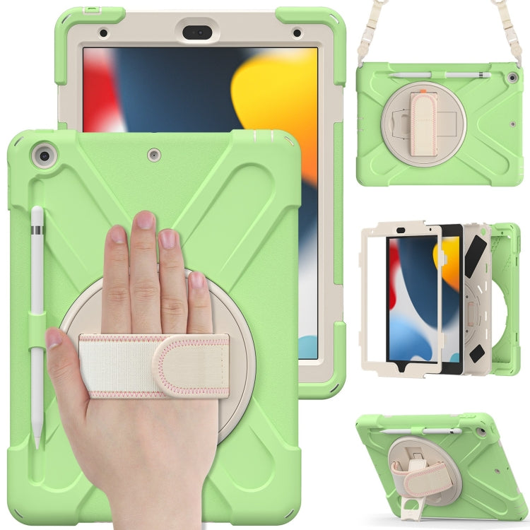 For iPad 10.2 2021 / 2020 / 2019 Silicone + PC Protective Case with Holder & Shoulder Strap