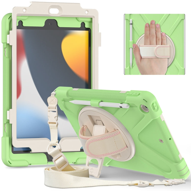 For iPad 10.2 2021 / 2020 / 2019 Silicone + PC Protective Case with Holder & Shoulder Strap