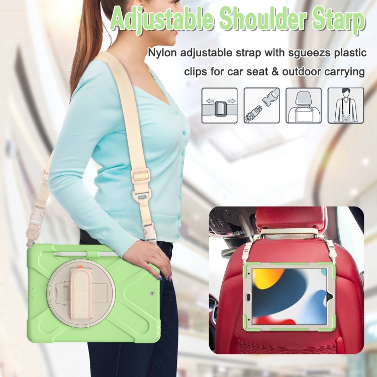 For iPad 10.2 2021 / 2020 / 2019 Silicone + PC Protective Case with Holder & Shoulder Strap