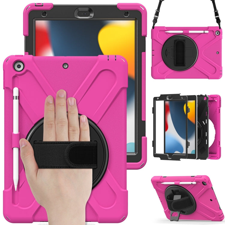 For iPad 10.2 2021 / 2020 / 2019 Silicone + PC Protective Case with Holder & Shoulder Strap