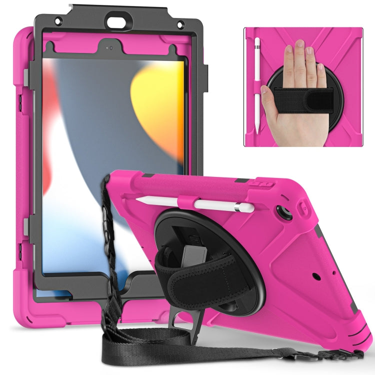 For iPad 10.2 2021 / 2020 / 2019 Silicone + PC Protective Case with Holder & Shoulder Strap