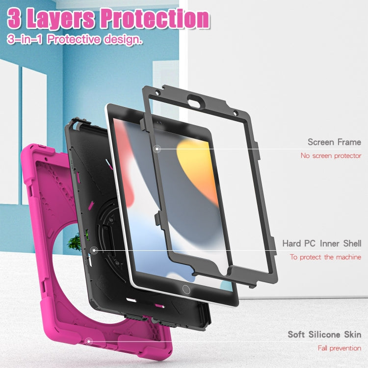For iPad 10.2 2021 / 2020 / 2019 Silicone + PC Protective Case with Holder & Shoulder Strap