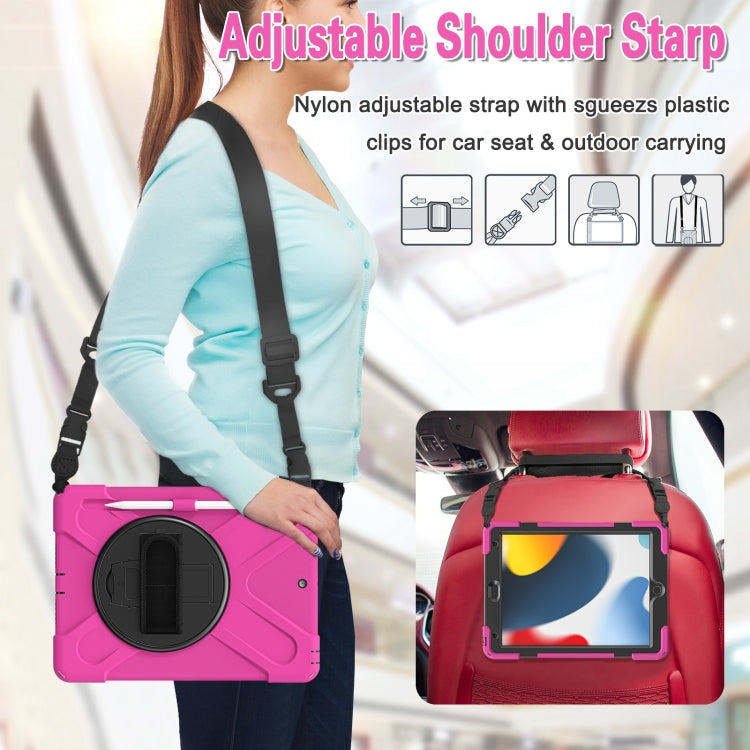 For iPad 10.2 2021 / 2020 / 2019 Silicone + PC Protective Case with Holder & Shoulder Strap
