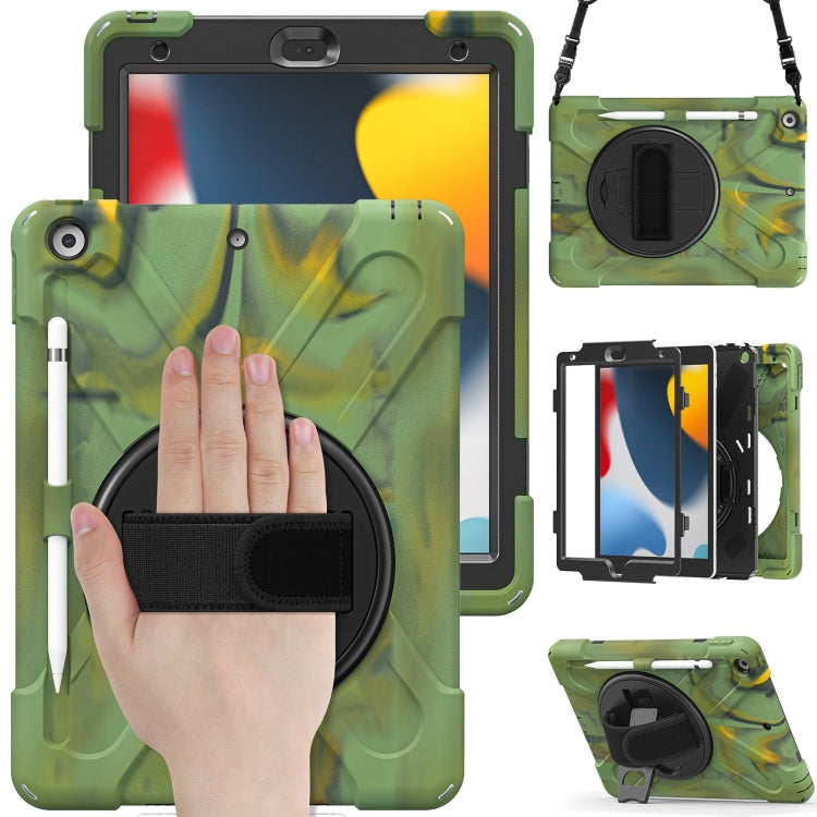 For iPad 10.2 2021 / 2020 / 2019 Silicone + PC Protective Case with Holder & Shoulder Strap