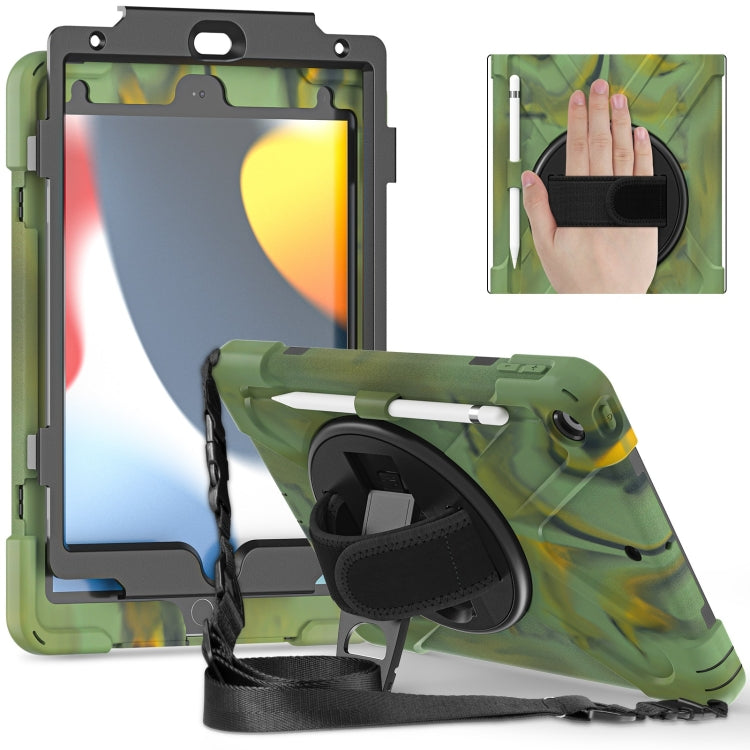 For iPad 10.2 2021 / 2020 / 2019 Silicone + PC Protective Case with Holder & Shoulder Strap