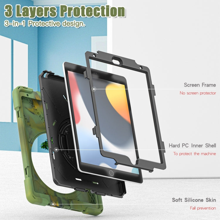 For iPad 10.2 2021 / 2020 / 2019 Silicone + PC Protective Case with Holder & Shoulder Strap