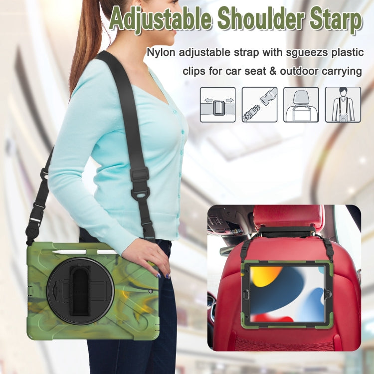 For iPad 10.2 2021 / 2020 / 2019 Silicone + PC Protective Case with Holder & Shoulder Strap