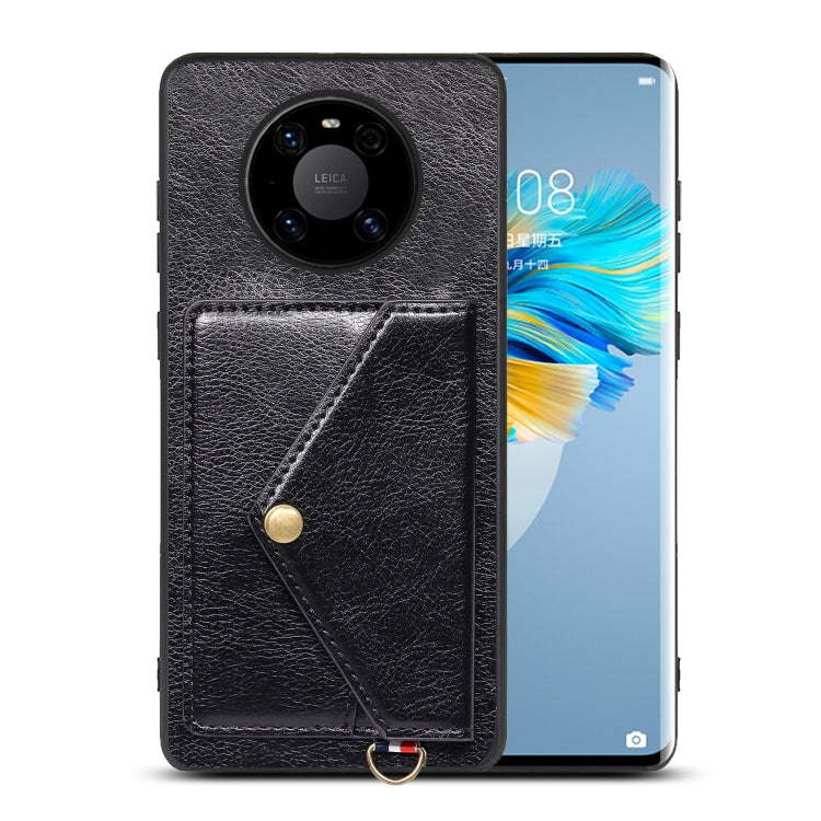 For Huawei Mate 40 Litchi Texture Silicone + PC + PU Leather Back Cover Shockproof Case with Card Slot