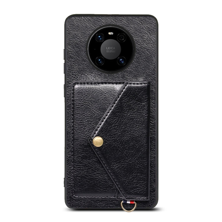 For Huawei Mate 40 Litchi Texture Silicone + PC + PU Leather Back Cover Shockproof Case with Card Slot