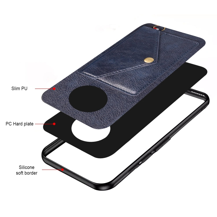 For Huawei Mate 40 Litchi Texture Silicone + PC + PU Leather Back Cover Shockproof Case with Card Slot