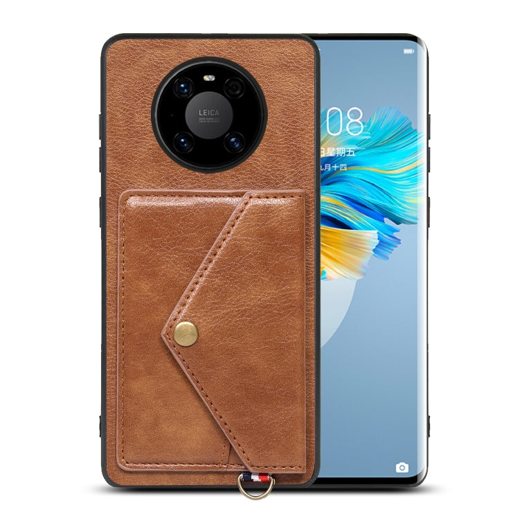 For Huawei Mate 40 Litchi Texture Silicone + PC + PU Leather Back Cover Shockproof Case with Card Slot