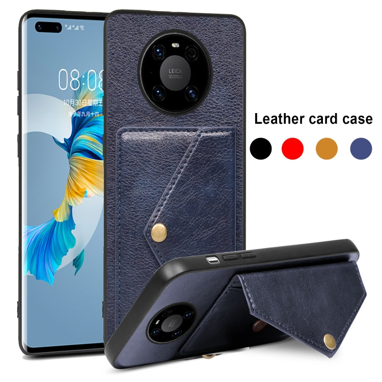 For Huawei Mate 40 Litchi Texture Silicone + PC + PU Leather Back Cover Shockproof Case with Card Slot