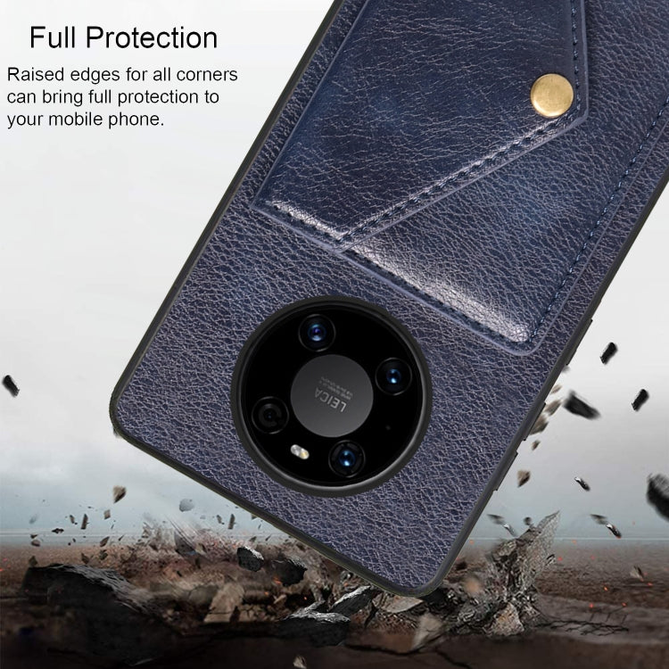 For Huawei Mate 40 Litchi Texture Silicone + PC + PU Leather Back Cover Shockproof Case with Card Slot