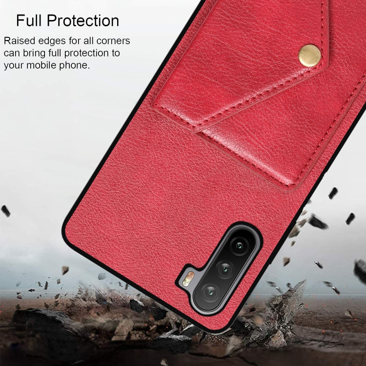 For Huawei Mate 40 Lite Litchi Texture Silicone + PC + PU Leather Back Cover Shockproof Case with Card Slot