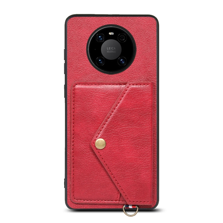 For Huawei Mate 40 Pro Litchi Texture Silicone + PC + PU Leather Back Cover Shockproof Case with Card Slot