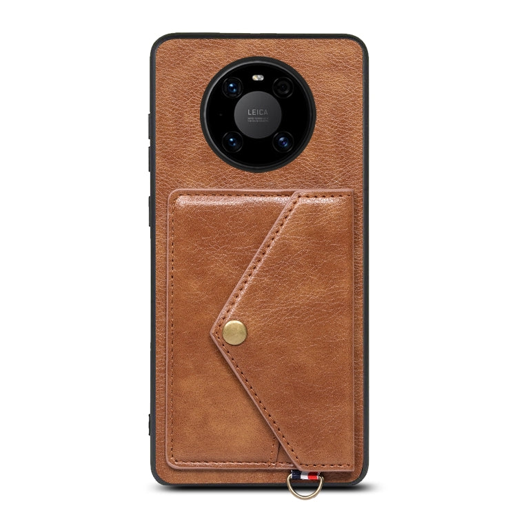 For Huawei Mate 40 Pro Litchi Texture Silicone + PC + PU Leather Back Cover Shockproof Case with Card Slot