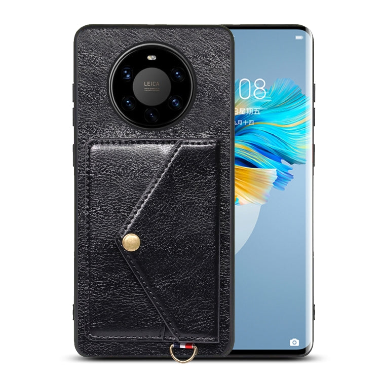 For Huawei Mate 40 Pro+ Litchi Texture Silicone + PC + PU Leather Back Cover Shockproof Case with Card Slot