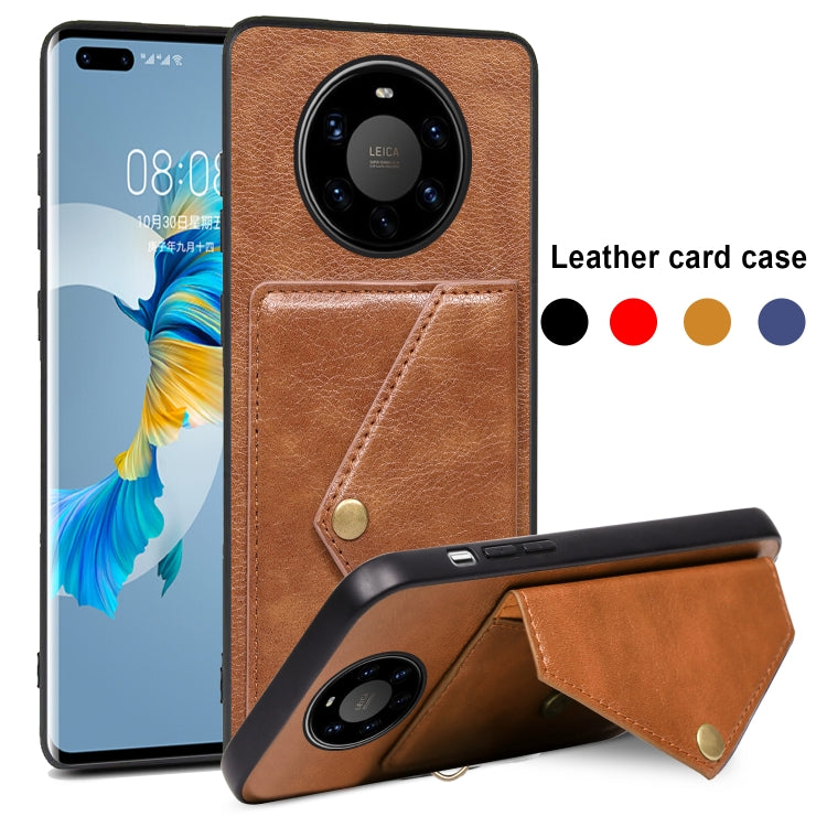 For Huawei Mate 40 Pro+ Litchi Texture Silicone + PC + PU Leather Back Cover Shockproof Case with Card Slot
